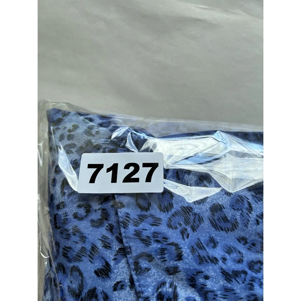 Quacker factory Button Up Shirt With Rinestones Sz XL‎ Blue Animal Print Cotton